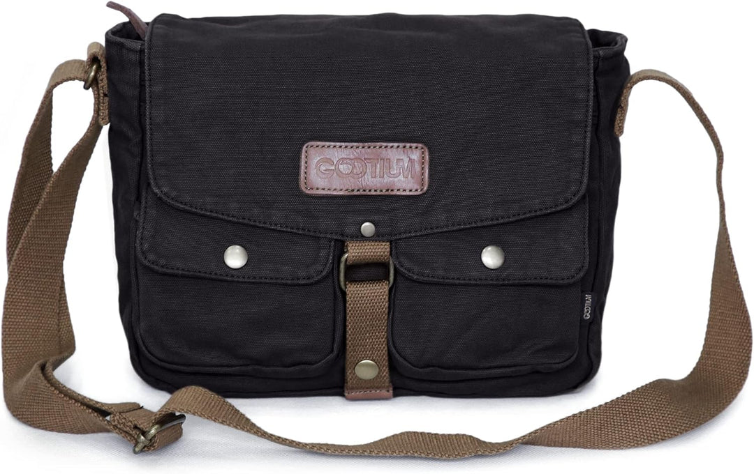 Gootium Umhängetasche aus Segeltuch – Messenger Bag Canvas Vintage für Damen und Herren Charcoal, Ch