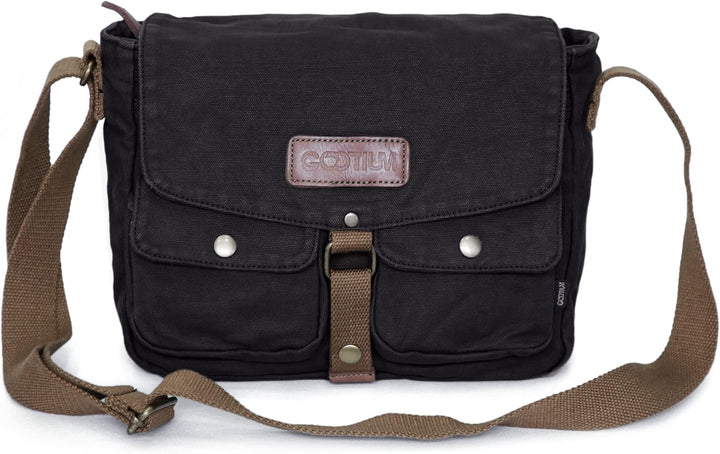 Gootium Umhängetasche aus Segeltuch – Messenger Bag Canvas Vintage für Damen und Herren Charcoal, Ch