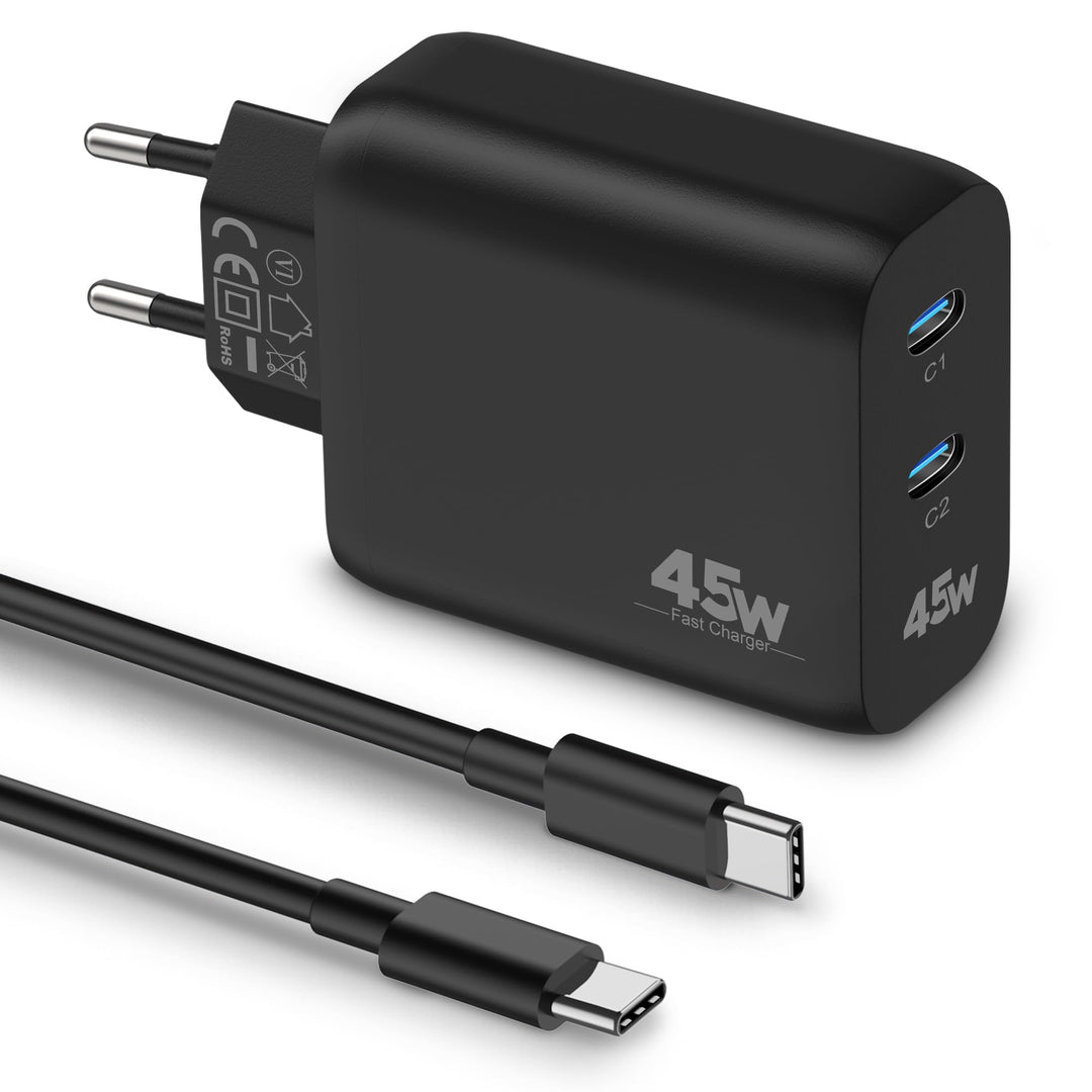 45W 2-Port USB C Ladegerät Mit Schnellladekabel für Samsung Galaxy S26 S25 S24 S23 Ultra Edge FE 5G