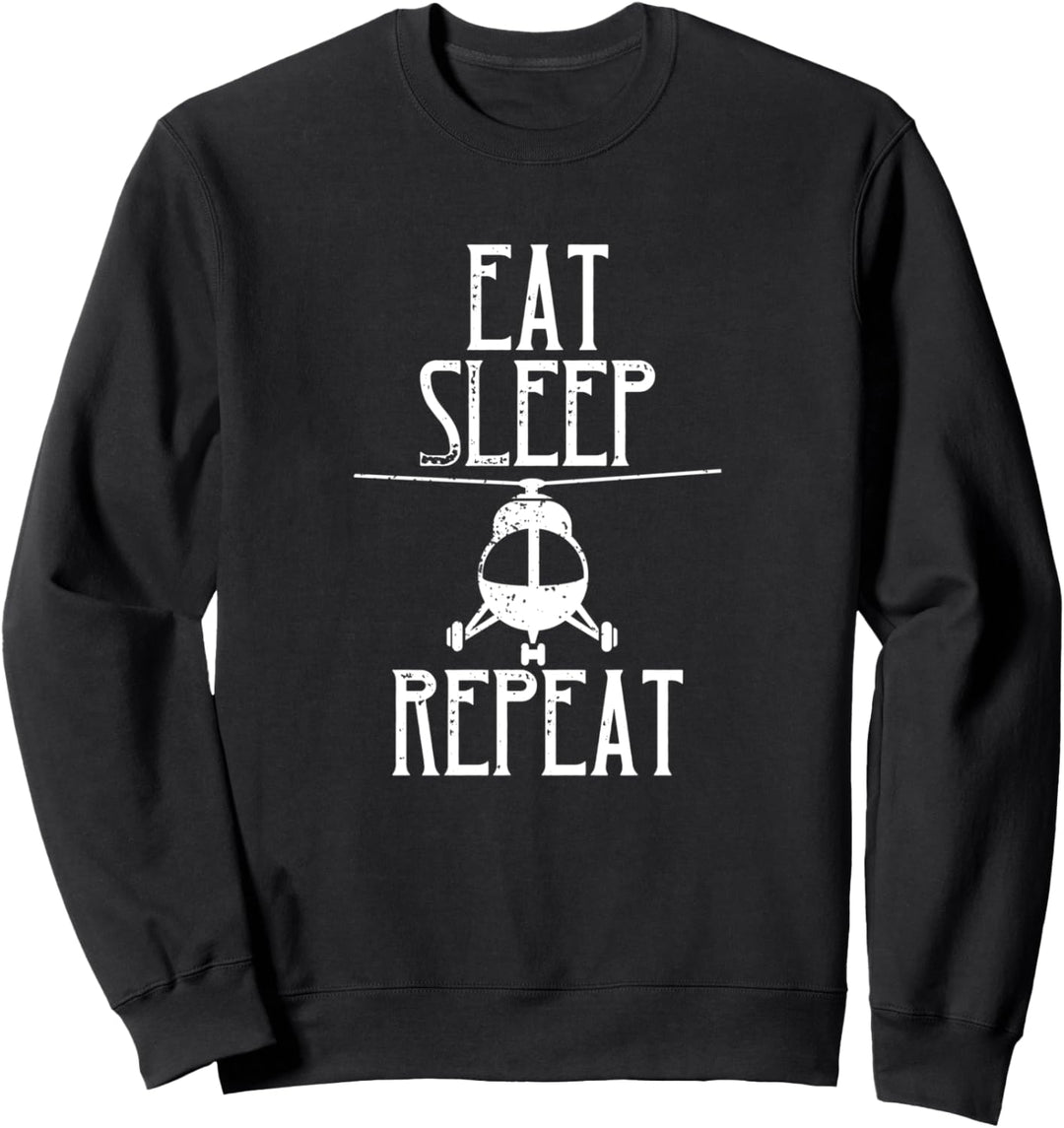 Essen Schlafen Hubschrauber fliegen - Piloten Sweatshirt