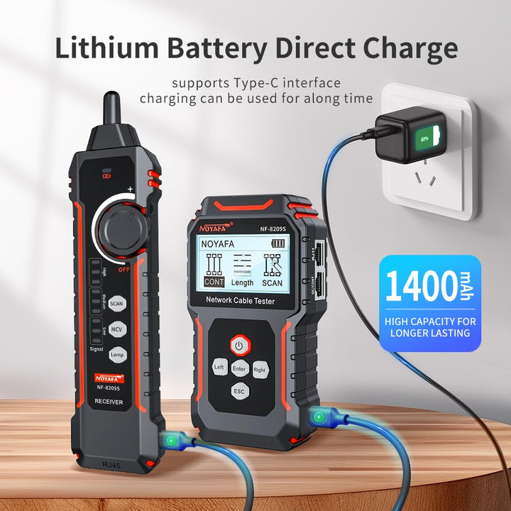 NOYAFA NF-8209S Upgrade Advanced Network Cable Tester mit PoE, Kabellängentest, Port blinken, Multif
