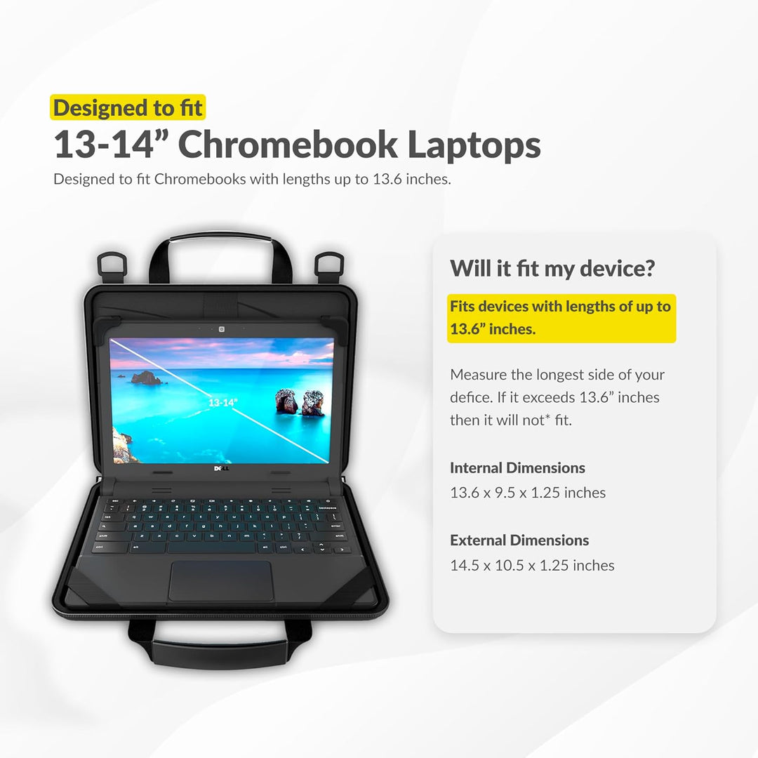 UZBL 33-35,6 cm (13-14 Zoll) Schutzhülle für Chromebook mit verstellbarem Schultergurt und Tragegrif