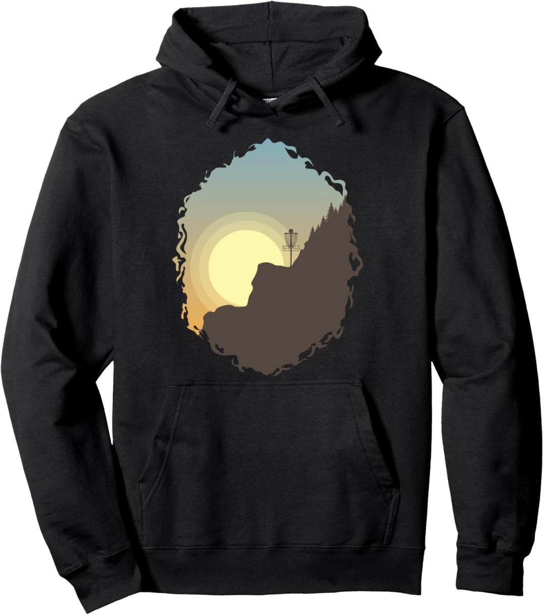 Disc Golfkorb im Sonnenuntergang Pullover Hoodie