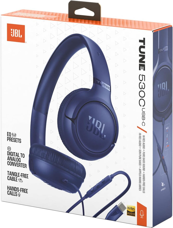 JBL Tune 530 C Comfort-Fit Wired On Ear Kopfhörer mit Mikrofon, JBL Reiner Bass-Sound, EQ-Voreinstel
