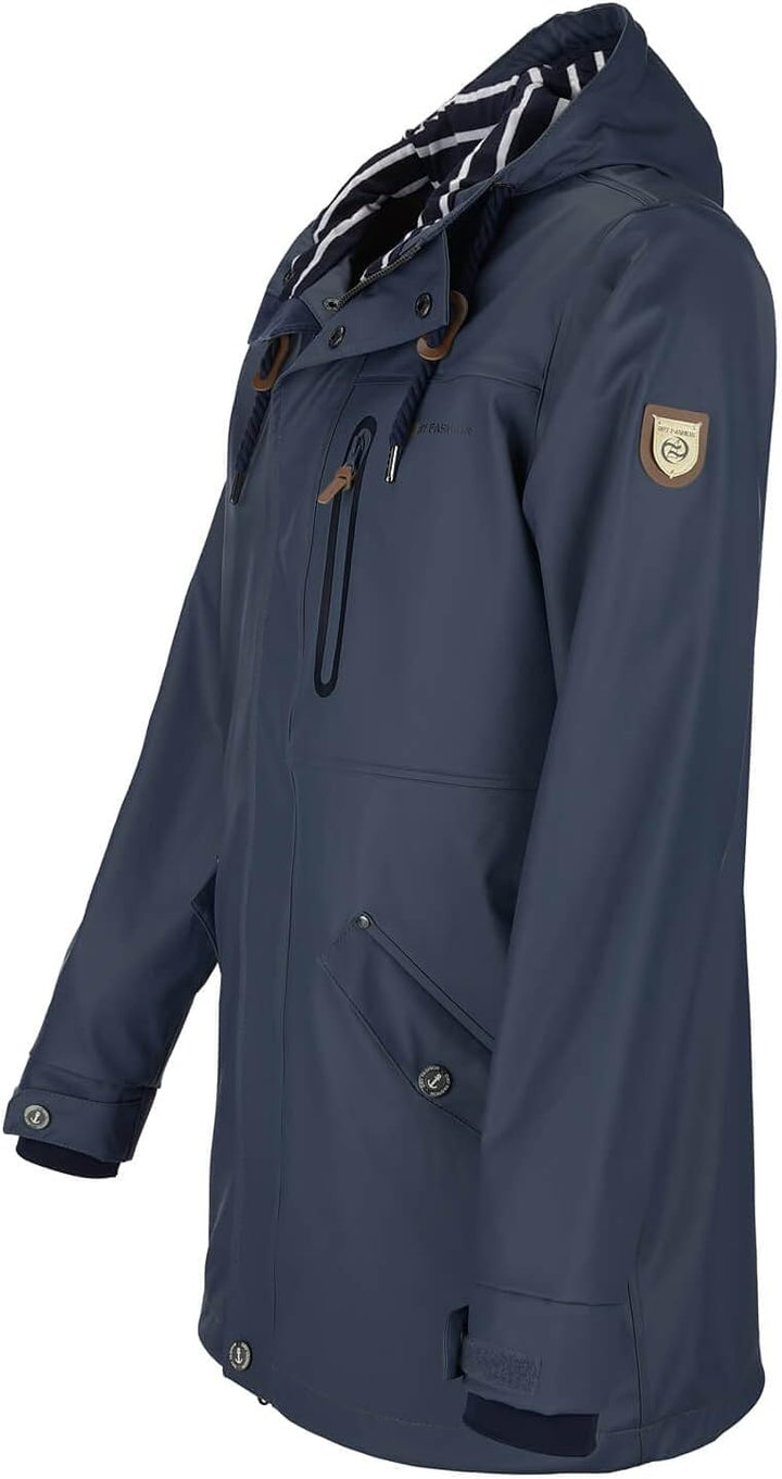 Dry Fashion Herren PU-Parka Lübeck - Regenjacke Herren Wasserdicht Winddicht Reissverschluss Outdoor