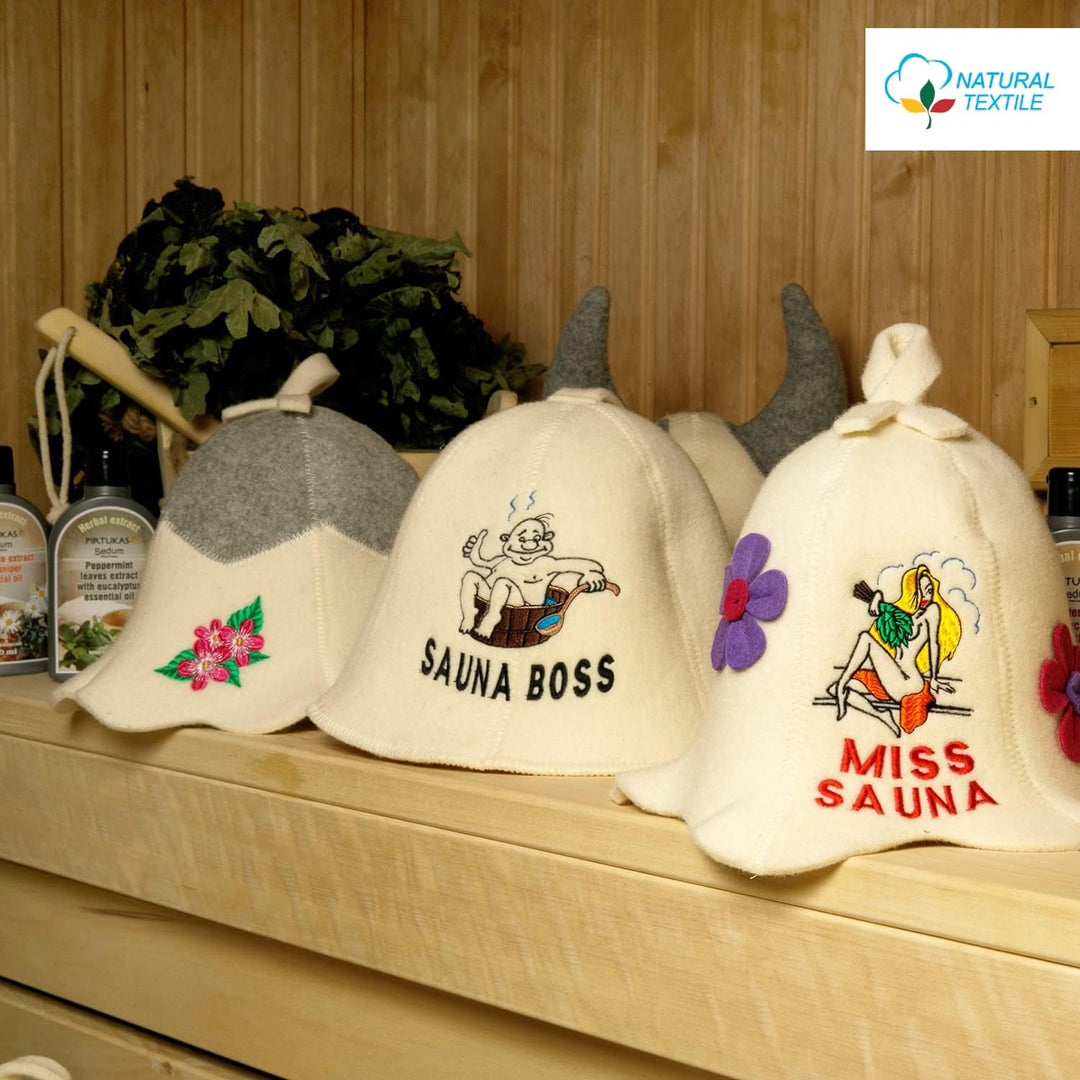 Natural Textile Saunahut 'Sauna Mommy' White - 100% organische Wollfilzmützen - Schützen Sie Ihren K