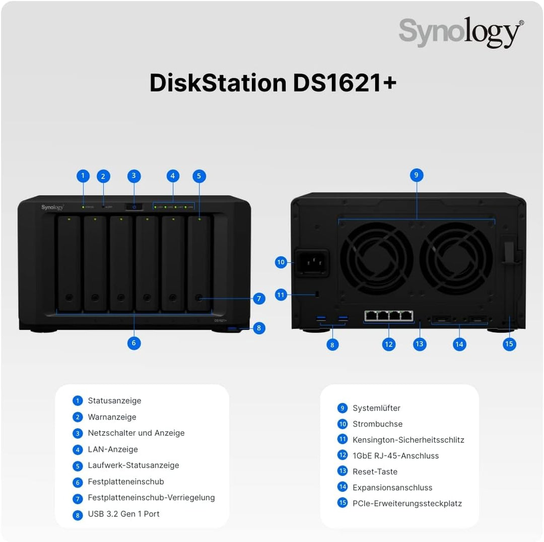 Synology NAS DS1621+ 6bay Desktop 4GB RAM 4X GBE