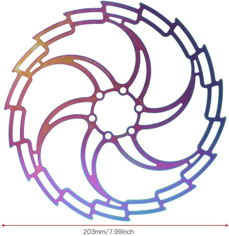 VGEBY Fahrrad Bremsscheibe, 203mm Sechs Schrauben Scheibenbremsen Rotor Hohl Bunt Ultraleicht scheib