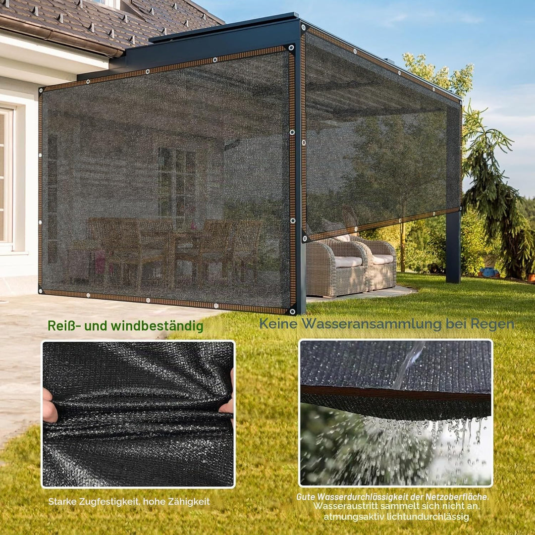 Schattierungsnetz Schattennetz Mit ösen, Sonnenschutznetz Garten Schwarz 6-PIN 80% Leicht und Haltba