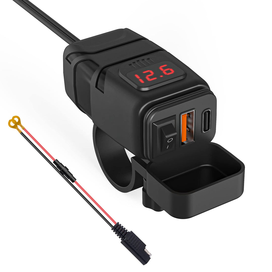 12V Steckdose Auto Ladegerät mit Schalter, KFZ QC3.0 PD Type C USB mit Switch, Wasserdicht für KFZ W
