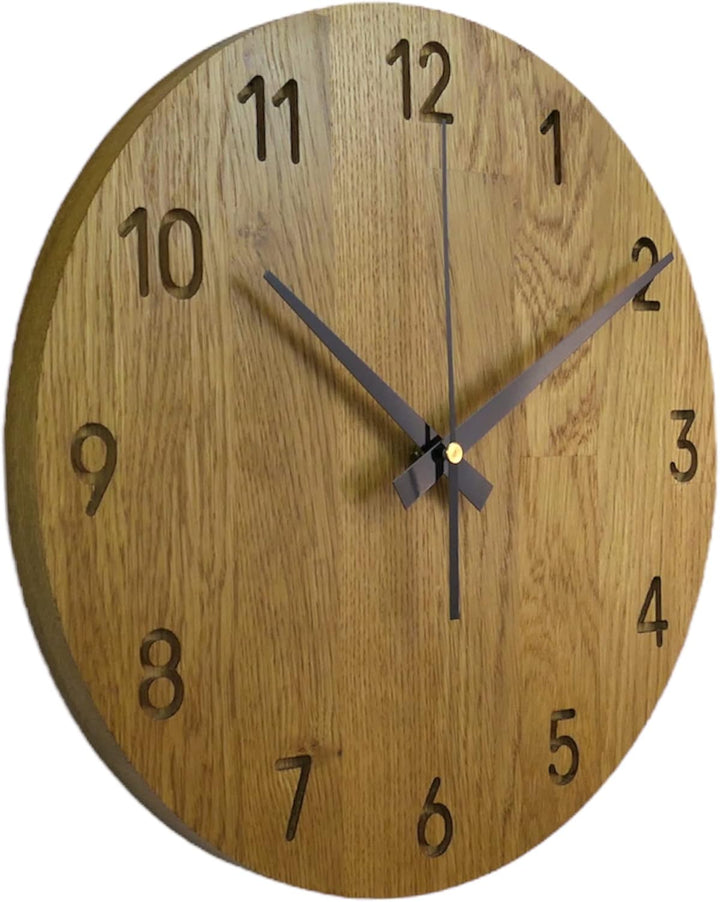 Wanduhr für die Wand MAS002 aus Echtem Eichenholz, Runde, Eiche - Honigfarbe, 50x50x2 cm, 2500 g 50