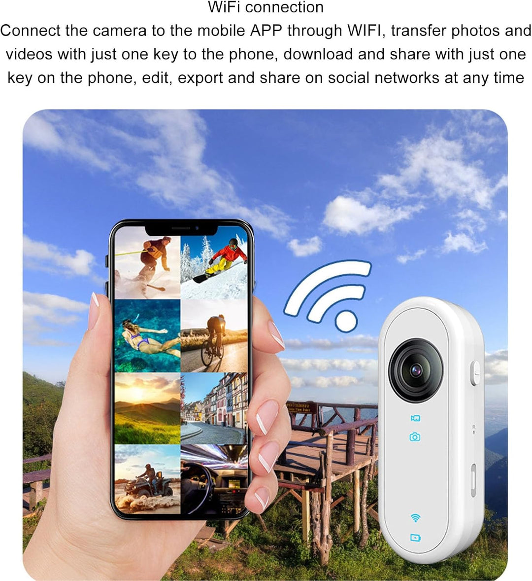 WiFi-Vlogging-Kamera 1080P, Freisprech-POVs, Action-Kamera, EIS-Stabilisierung, Magnetische Halterun