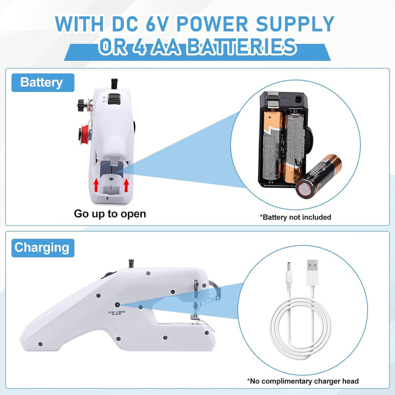 Roadtime Handnähmaschine mit Doppelfaden, Tragbare Elektrische Mini Nähmaschine für Anfänger mit Näh