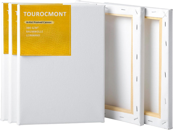 5 Stück Leinwand 24x30 cm aus Baumwolle 380 g/m² Leinwände zum bemalen 100% Säurefrei 3-fach weiss g