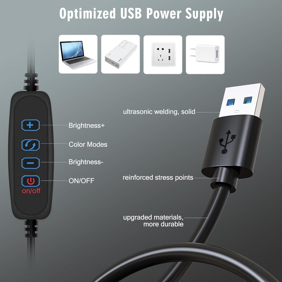 VEVICE Ringlicht mit Stativ Handy, 12,6 Zoll Ringleuchte mit 59 Zoll Stativ für die Kamera, Dimmbare