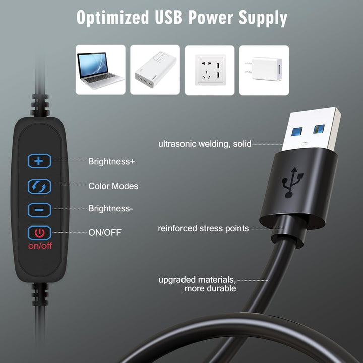 VEVICE Ringlicht mit Stativ Handy, 12,6 Zoll Ringleuchte mit 59 Zoll Stativ für die Kamera, Dimmbare