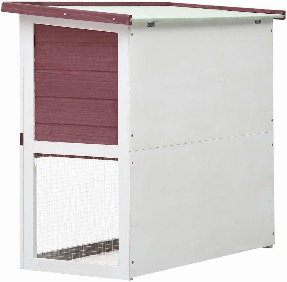 vidaXL Holz Kaninchenstall 1 Tür Braun Hasenstall Kaninchenkäfig Hasenkäfig Braun und Weiss, Braun u
