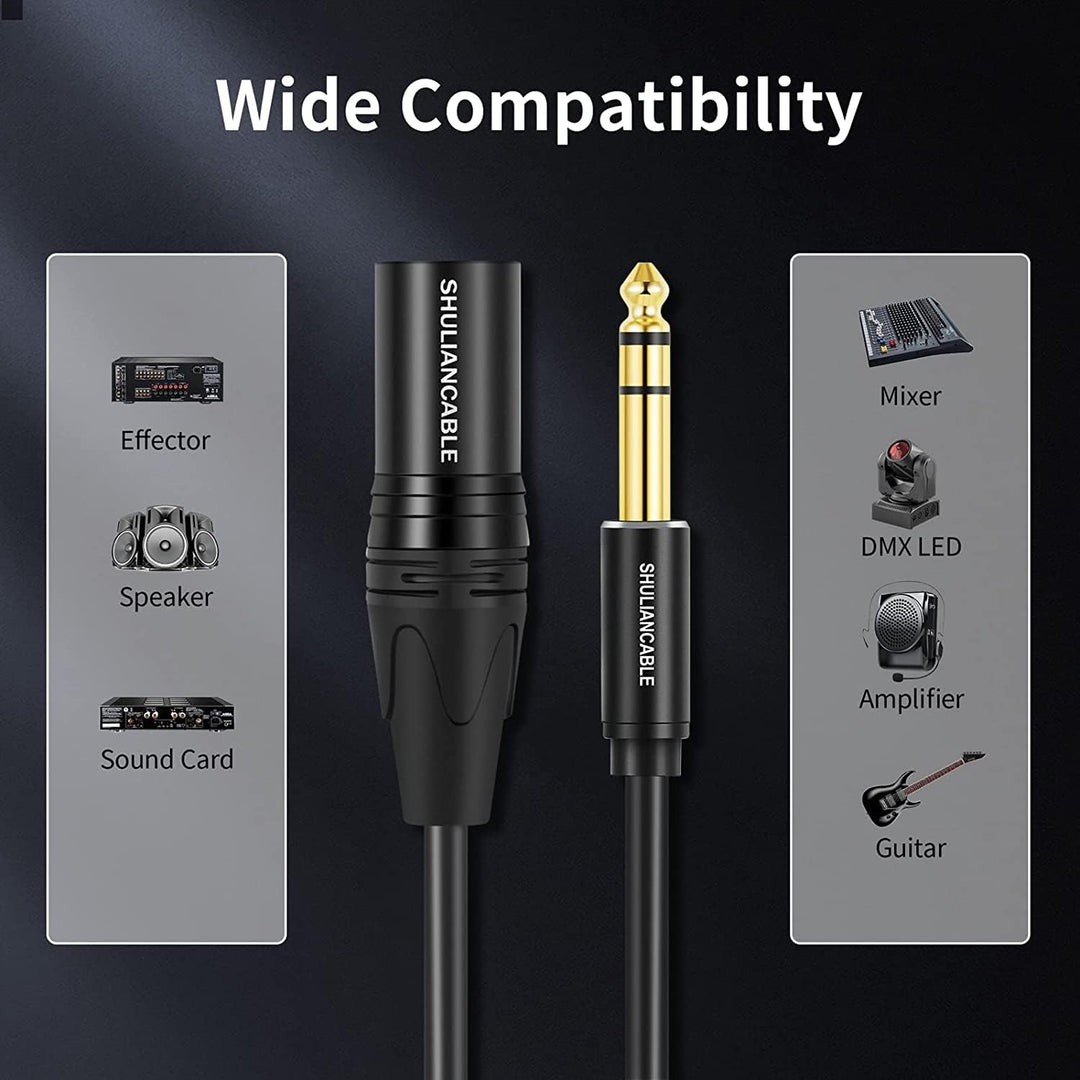 SHULIANCABLE XLR auf Klinke 6,35 mm, 3-pol XLR Kabel Verbindungskabel Patchkabel Stecker auf Stecker