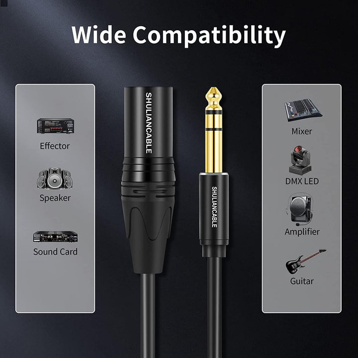 SHULIANCABLE XLR auf Klinke 6,35 mm, 3-pol XLR Kabel Verbindungskabel Patchkabel Stecker auf Stecker