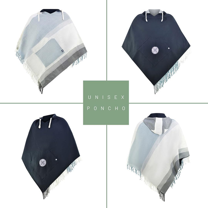 virblatt - Poncho Herren & Poncho Damen | Baumwolle | Herren Poncho mit Kapuze | Wendefunktion | Pon