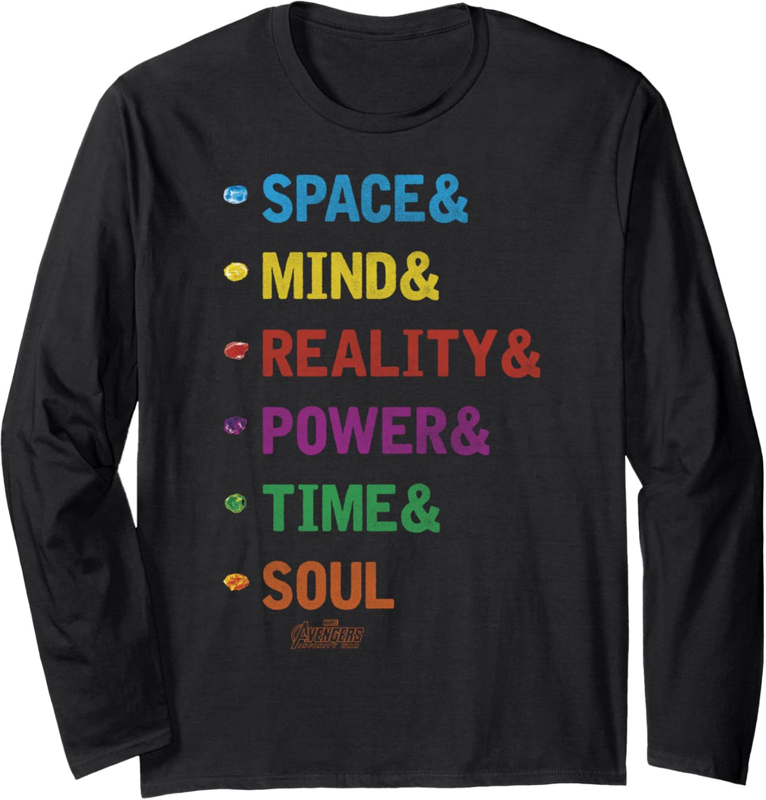Marvel Avengers: Infinity War Infinity Stones Text Stack Langarmshirt