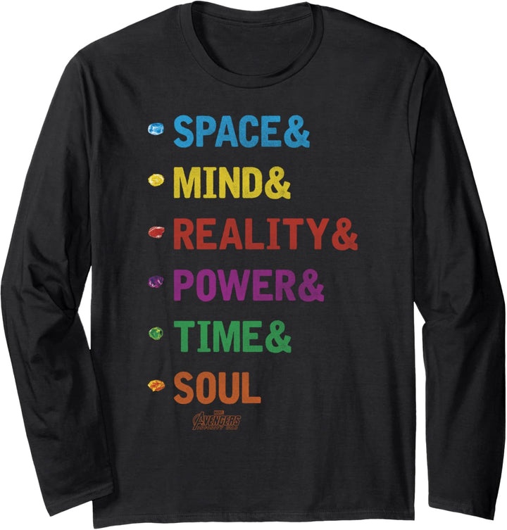Marvel Avengers: Infinity War Infinity Stones Text Stack Langarmshirt