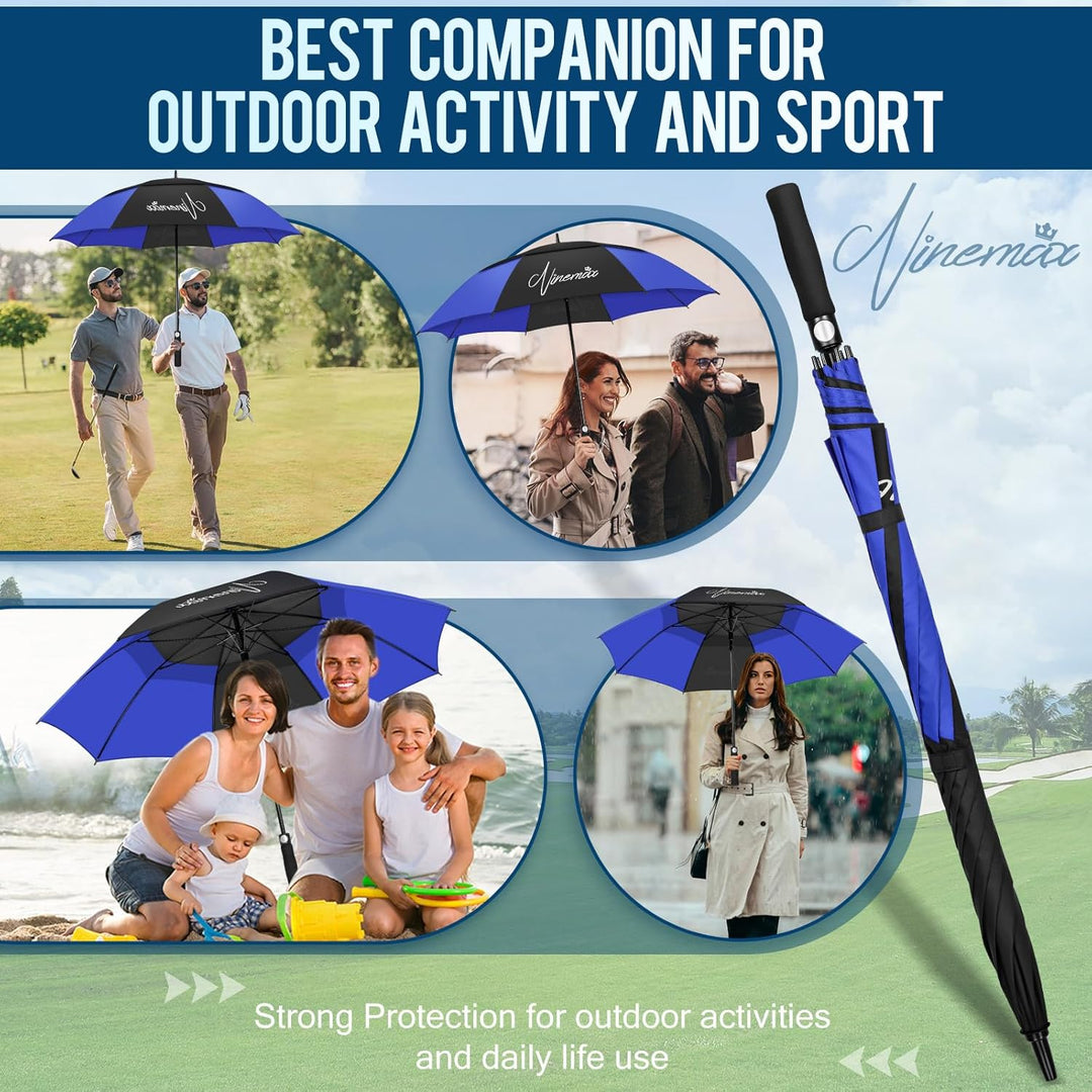 NINEMAX Golf Regenschirm Gross Sturmfest XL/XXL, Grosser Regenschirm Sturmfest Stabil, Golfschirm Gr