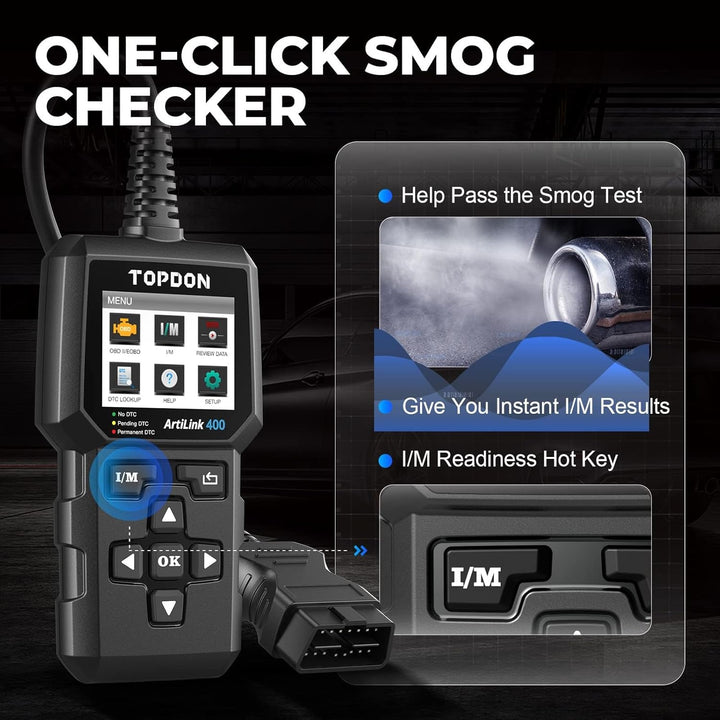 OBD2 Diagnosegerät, TOPDON AL400 Auto Diagnosewerkzeug, I/M Bereitschafts, 10 OBD2 Modi, Motorkontro