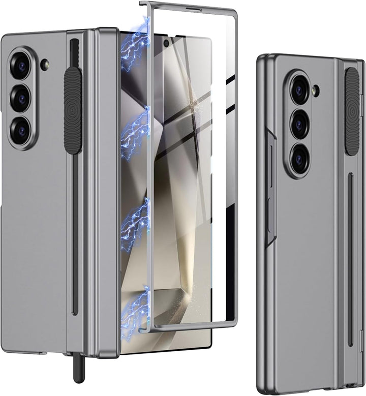 Miimall Kompatibel mit Samsung Galaxy Z Fold 6 Hülle mit S-Pen Slot+Scharnierschutz, HD Displayschut