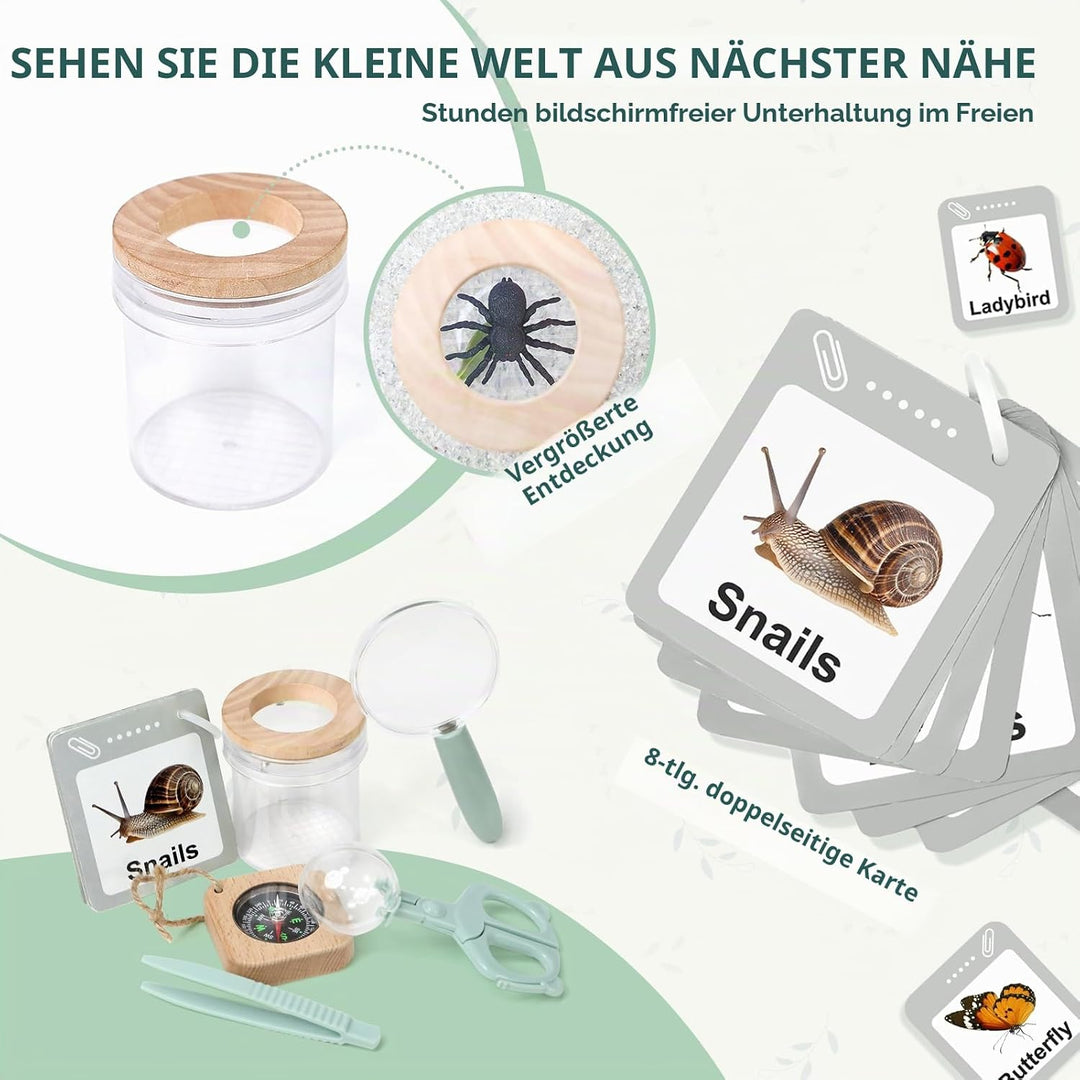 Kinder Abenteuer Entdecker Bug Set Outdoor Entdecker Set, mit Insektenbox, Schmetterlingsfangnetz, L