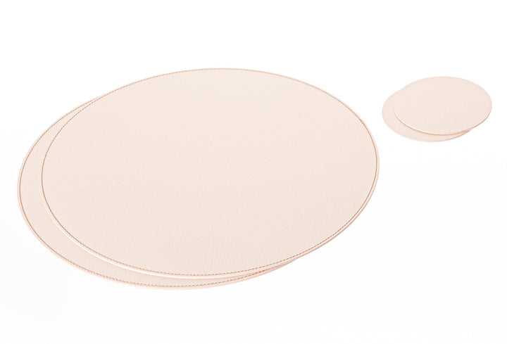 Nikalaz Rund Platzsets und Untersetzer aus Recyceltem Leder, 2 Stück Tischsets, Platzdeckchen 33 cm
