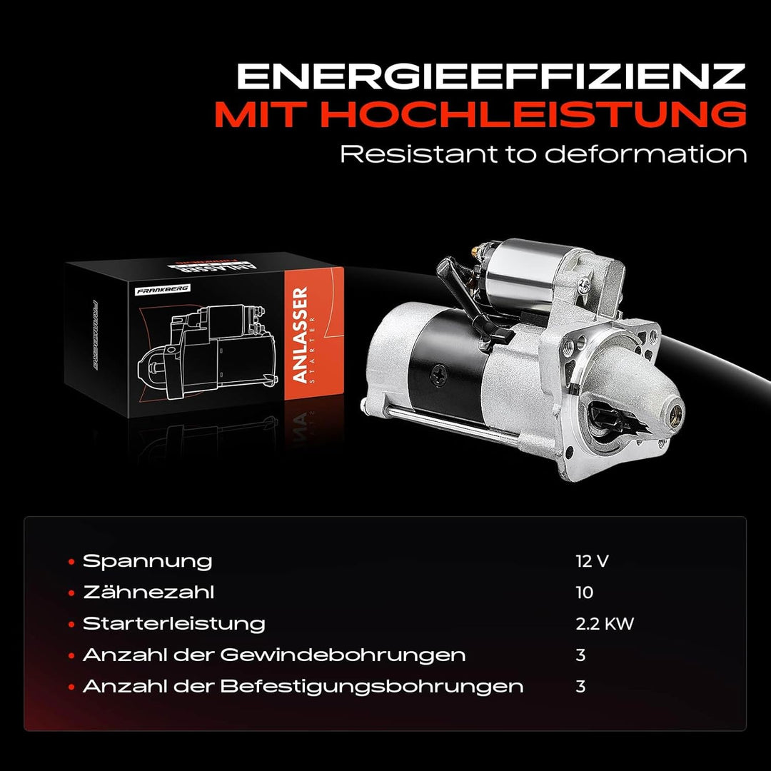 Frankberg Anlasser Starter Kompatibel mit Ranger EQ ER R ET ES 1999-2012 B-Serie UF UN 1996-2006 BT-