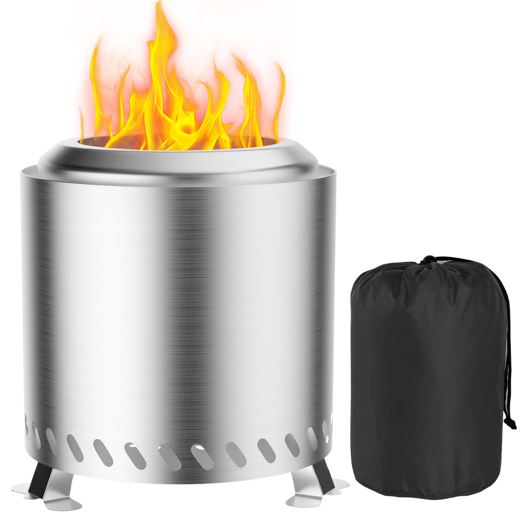Feuerschale Outdoor, Rauchfreie Feuerstelle Edelstahl 22x22x26cm Mini Tischkamin Feuerkorb Feuertonn