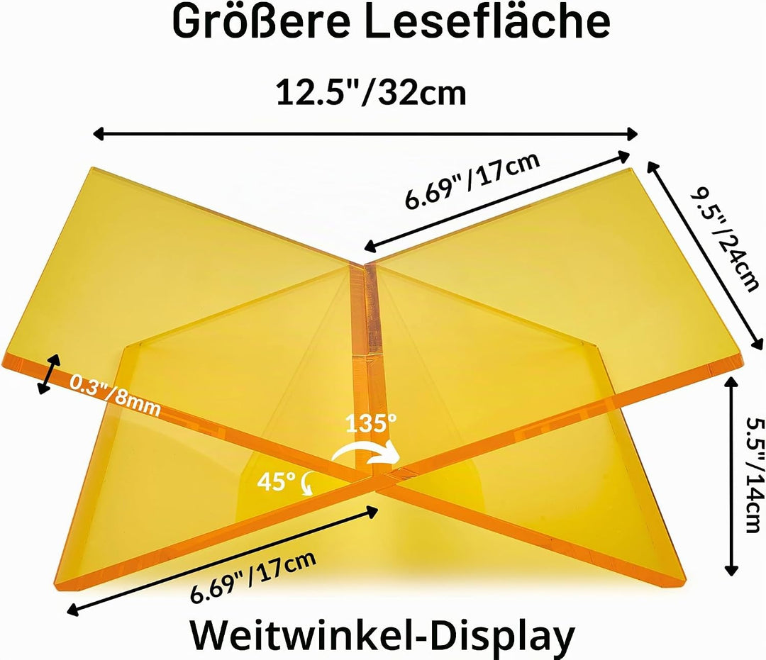 Honygebia Buchständer aus Acryl, Kreuzrahmen, offener Buchständer zum Ausstellen und Lesen, geeignet