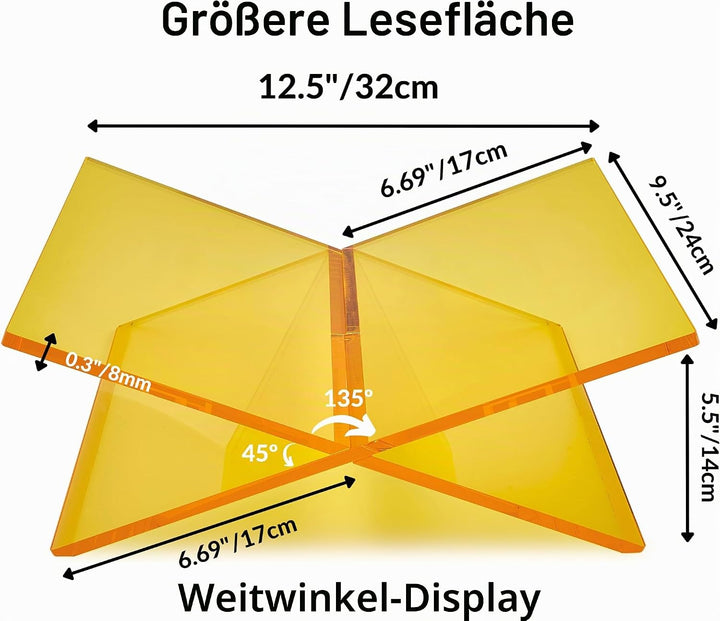 Honygebia Buchständer aus Acryl, Kreuzrahmen, offener Buchständer zum Ausstellen und Lesen, geeignet