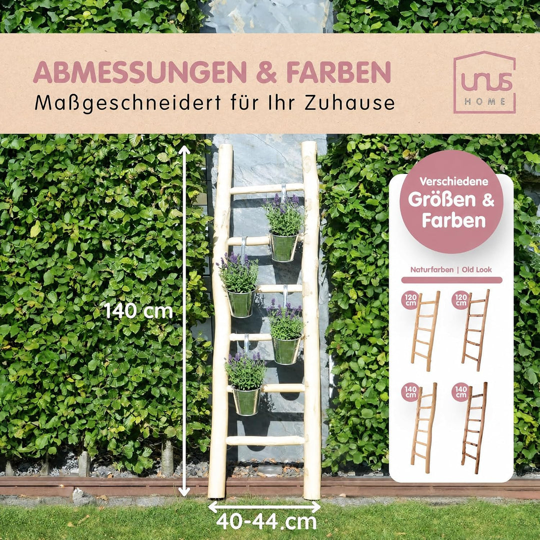 UNUS Dekoleiter Holzleiter Deko Leiter Wand Dekoration Handtuchhalter 150cm 6 Stufen Natur Natur 150