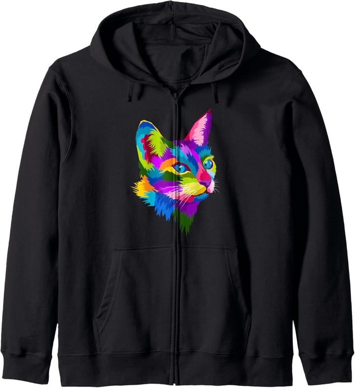 Colorful Cat Cute Geometric Kitten Pop Art Style Gift Kapuzenjacke