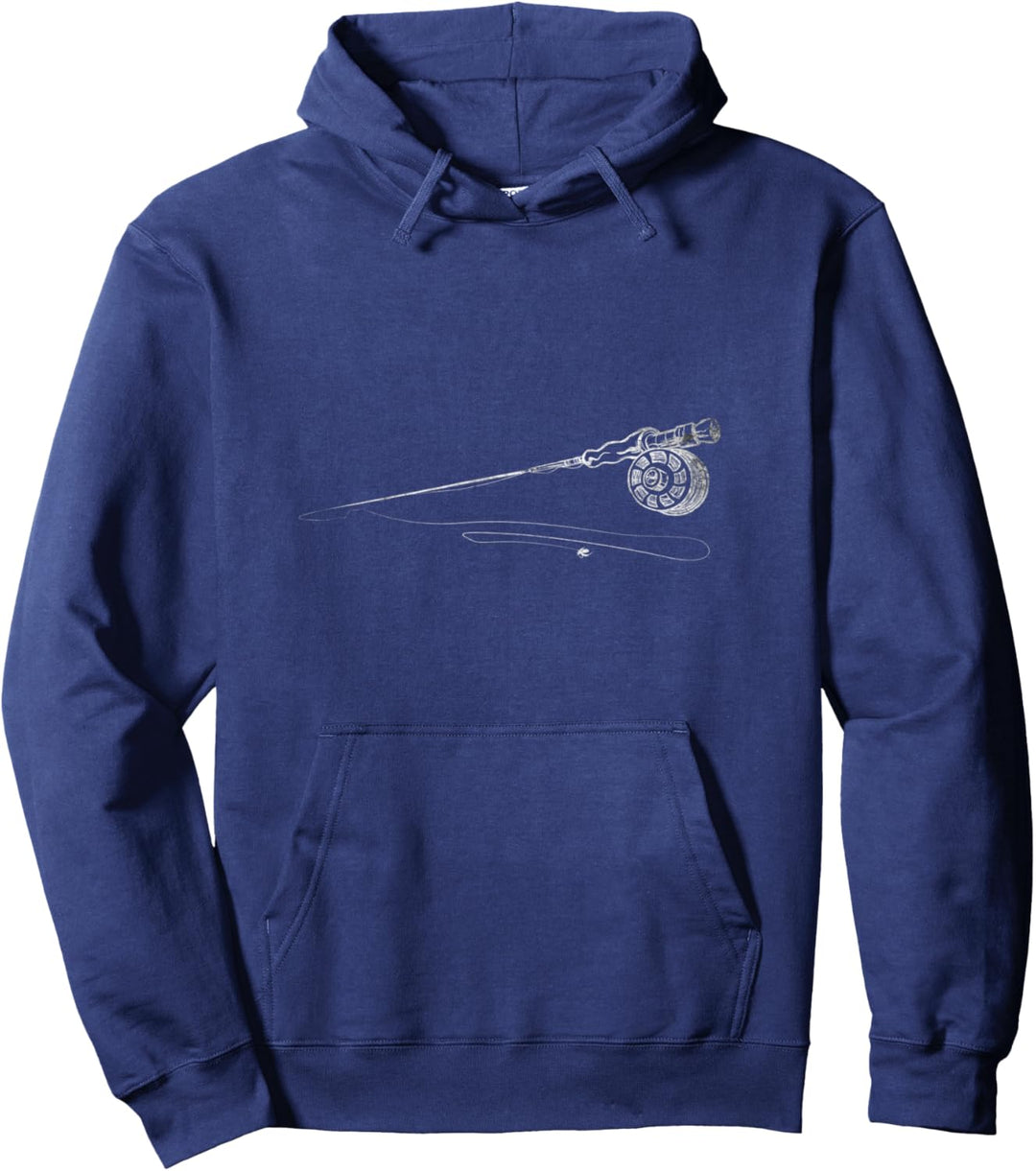 Retro Fliegenfischer Fliegenrute Fliegenrolle Pullover Hoodie