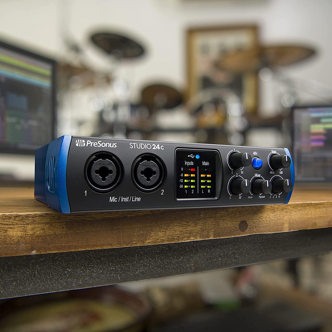 PreSonus Studio 24c, 2 Eingänge/2 Ausgänge, 192 kHz, USB-C Audio Interface mit software bundle inklu