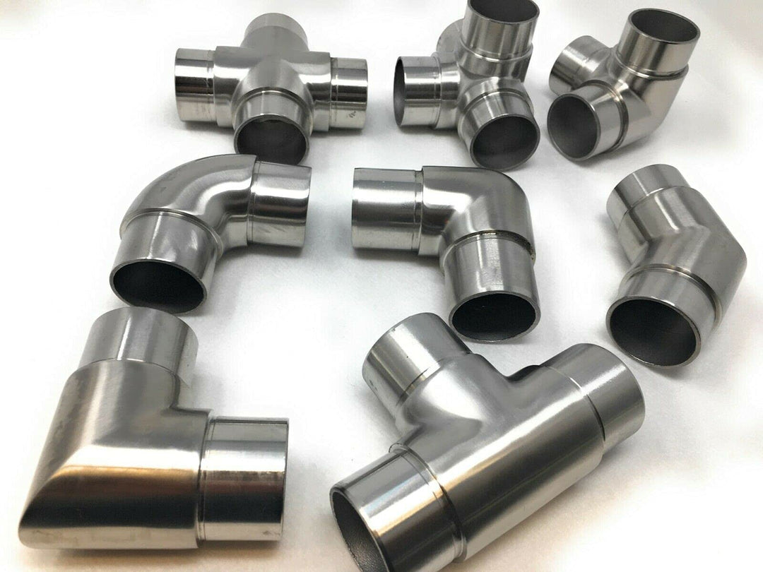 Edelstahl Steckfitting Rohrverbinder Rohrbogen Flansch Verbinder Geländer A2 (Ecke mit 1 Abgang, 33,