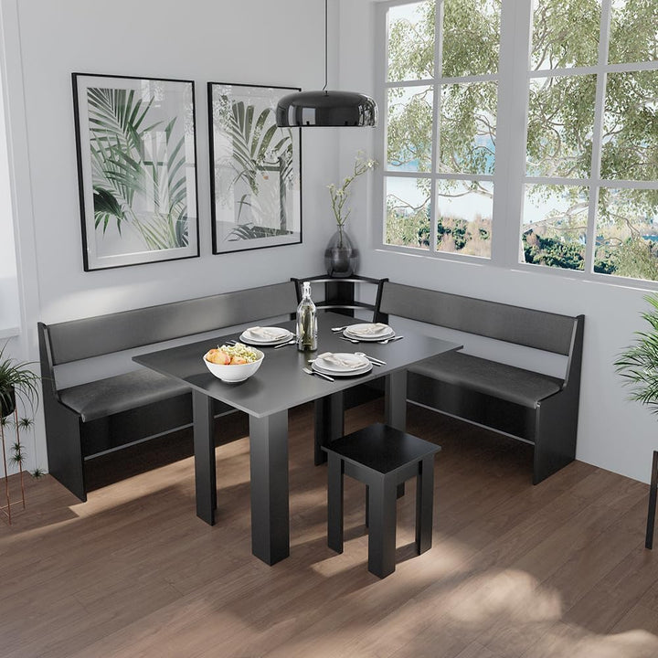 Vicco Esszimmer-Eckbank Roman, Schwarz, 43.5 x 43.5 cm Schwarz Sitzecke, Schwarz Sitzecke
