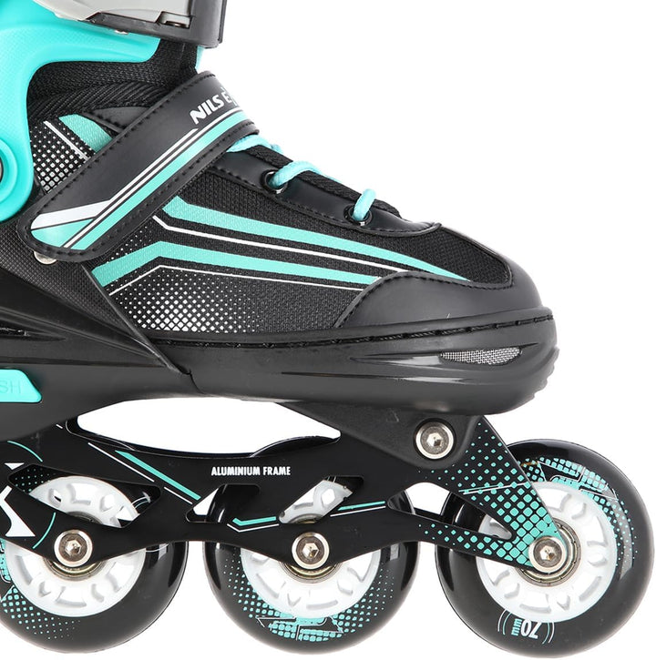 Nils Extreme NH18190 2-in-1 Inline Skates und Schlittschuhe, Schwarz-Türkis