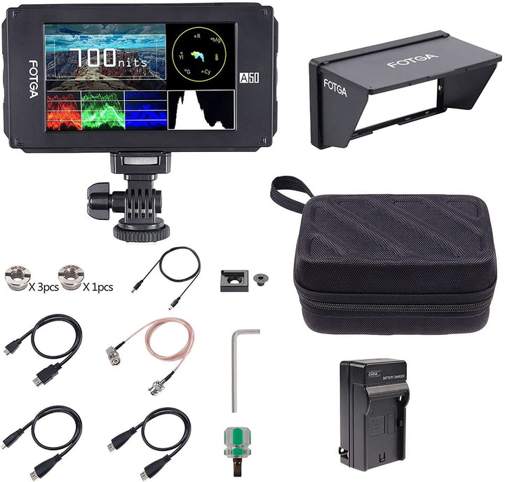 DSLR Kamera Monitor 5 Zoll, FOTGA A50TLS Touchscreen Kamera Field Monitor 3D LUT 700nit FHD IPS 1920