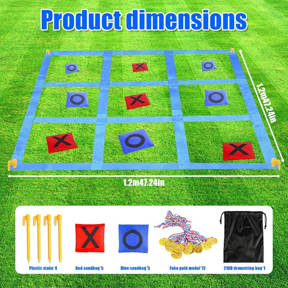 Mineup Riesiges Tic Tac Toe, 1.2m Giant Tic Tac Toe Game, Sitzsack-Wurfspiele für Kinder und Erwachs