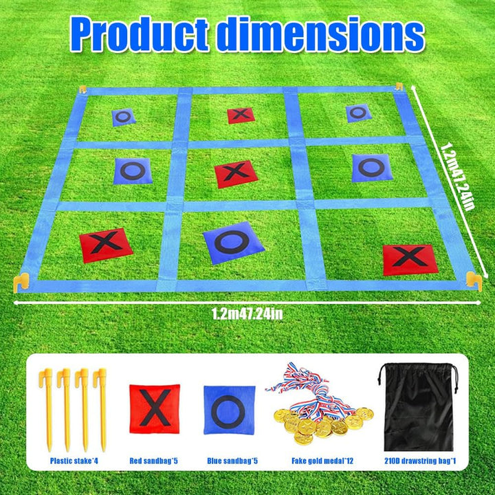 Mineup Riesiges Tic Tac Toe, 1.2m Giant Tic Tac Toe Game, Sitzsack-Wurfspiele für Kinder und Erwachs