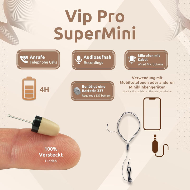 PingaOculto Spion Kopfhörer Prüfung Mini VIP Pro Unsichtbare Kopfhörer Handy mit Mikrofon mit Kabel