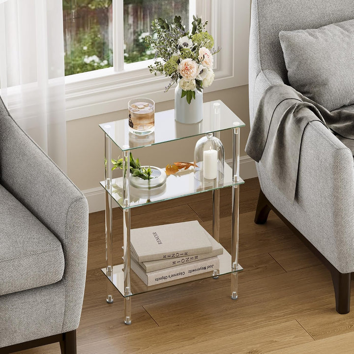 Beistelltisch Glas Glastisch Klein LET523TR 3 Etagen, 3 Etagen