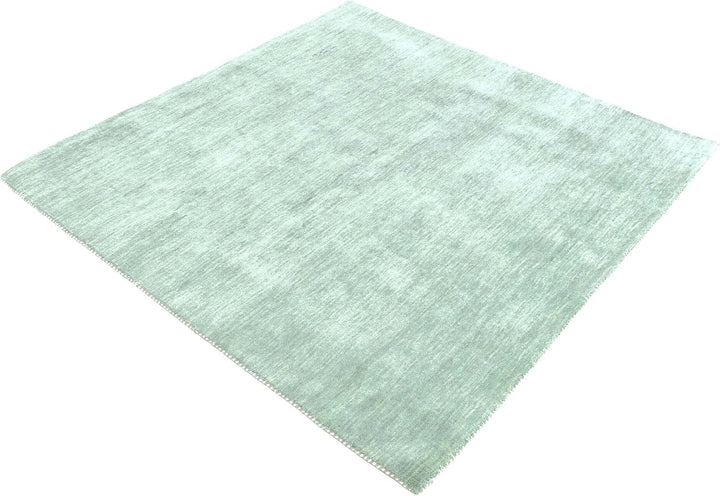 RUG PRINCE Wollteppich Gabbeh Uni 60x60 Handgewebt Quadratisch Türkis Einfarbig Handarbeit Türkis 60