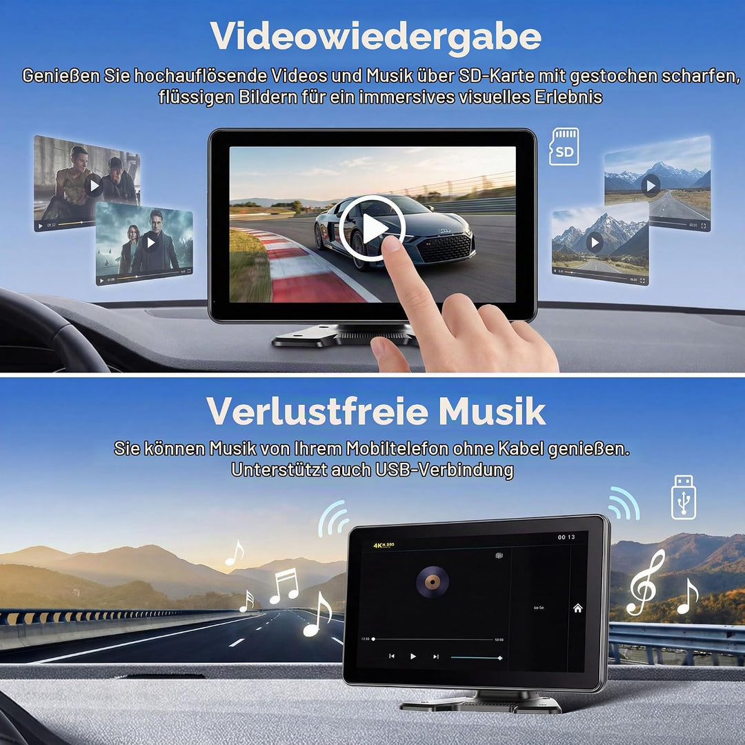 CAMECHO Rückfahrkamera 4 Kameras Set 10,1" IPS HD Monitor 4 Geteilte Rück und Vorder Kamera Weitwink
