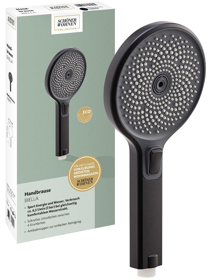 Schöner Wohnen Kollektion Handbrause 3-strahlig Biella, wasserspar Duschkopf, Duschbrause mit Anti-K